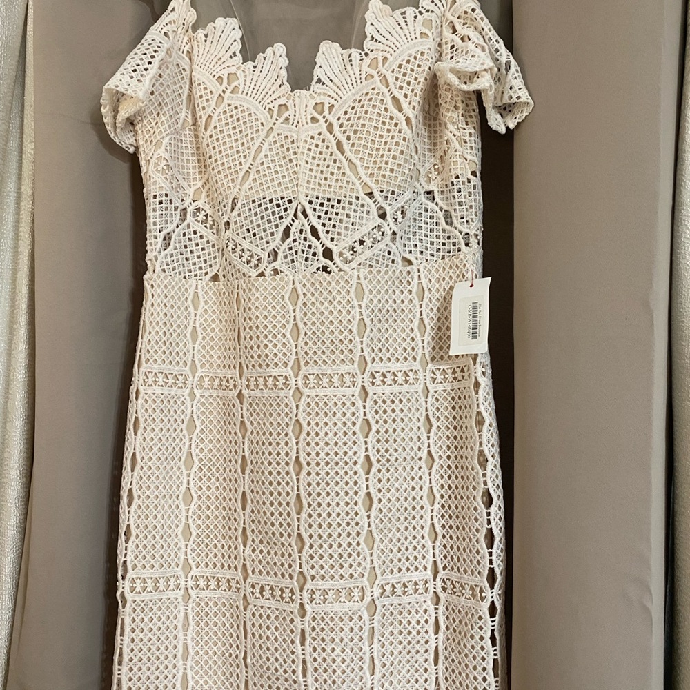 Soieblu Cream Crochet Midi Dress
